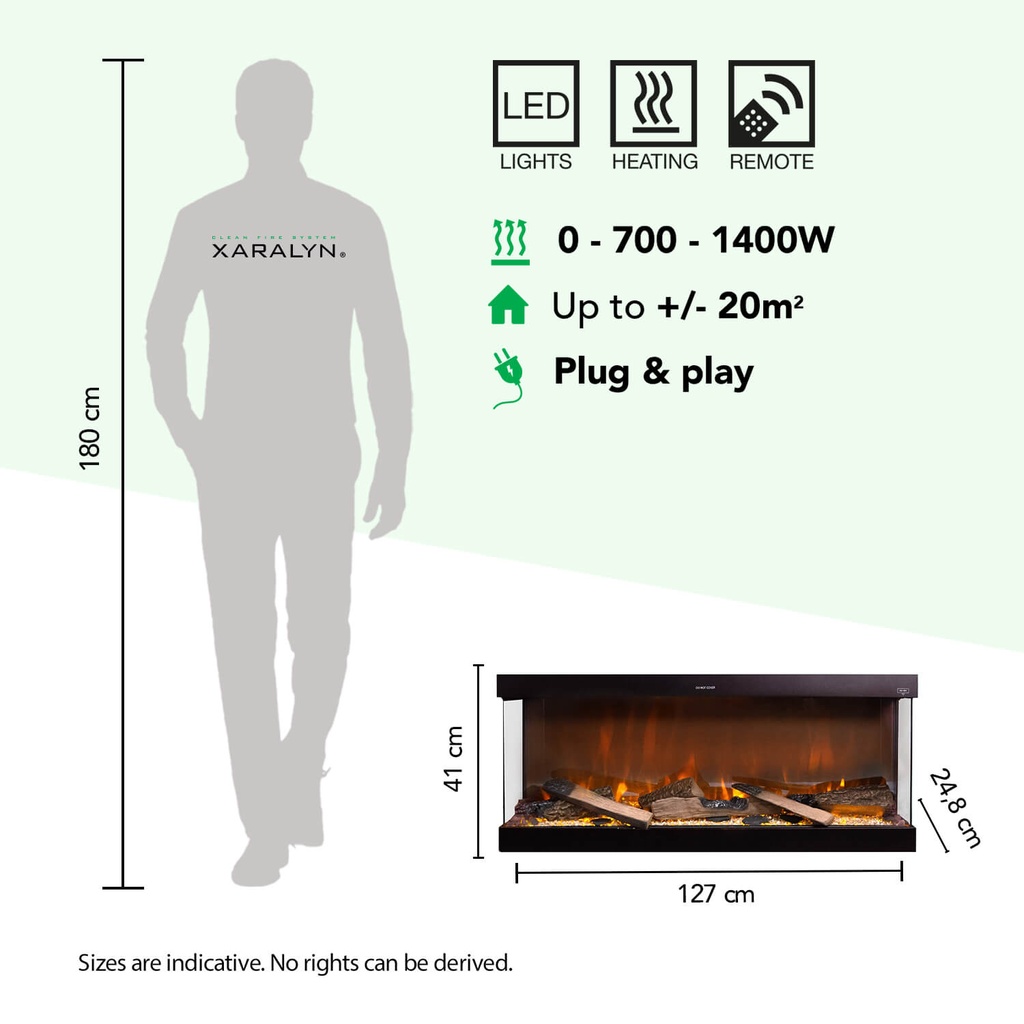 Levico 120 elektrische LED inbouwhaard specificaties