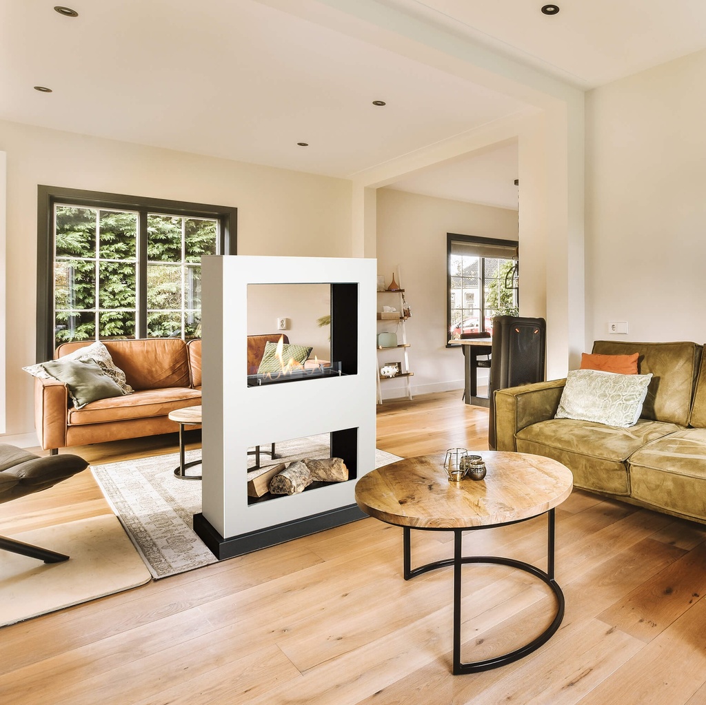 Lasize verrijdbare bio-ethanol tunnelhaard - roomdivider