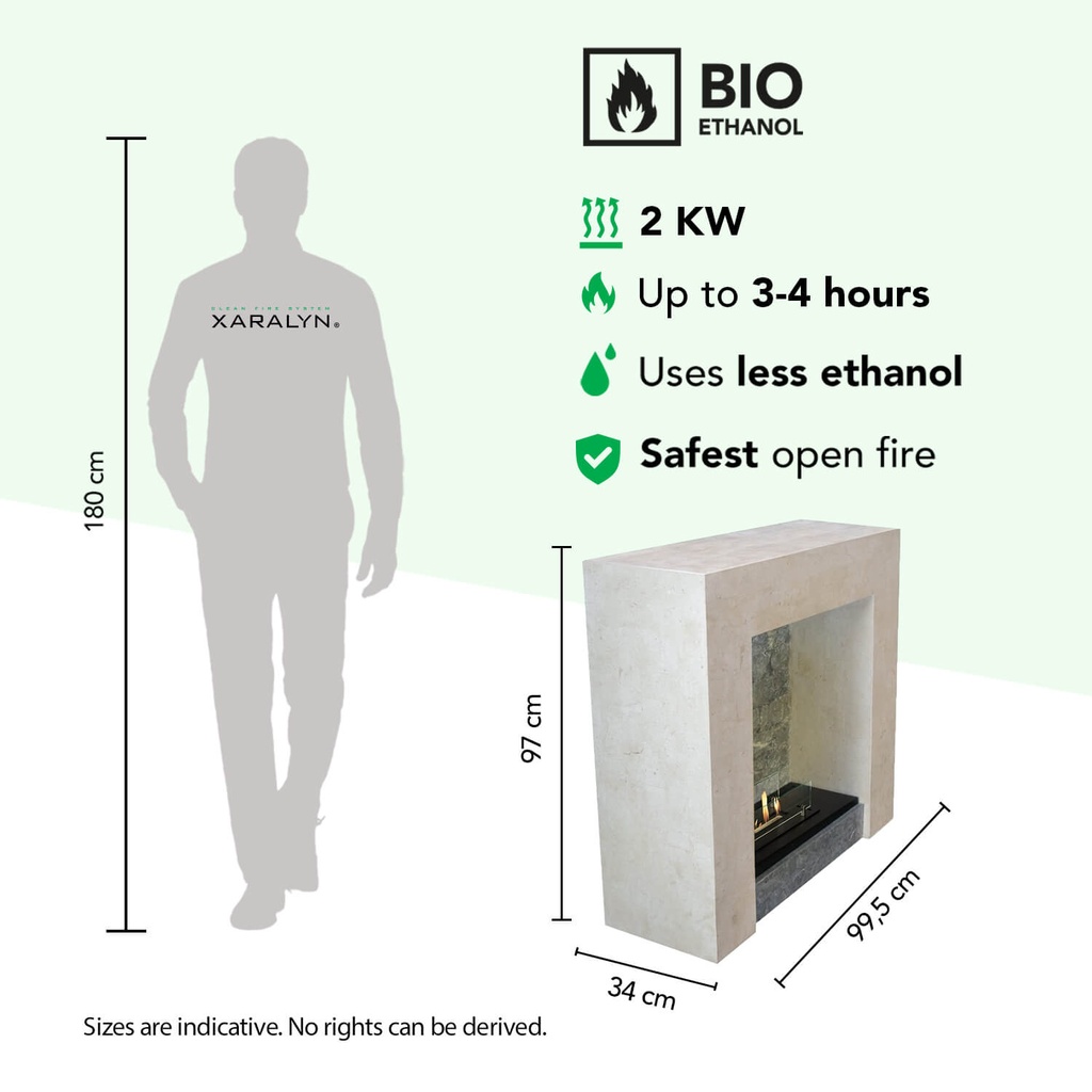 Milos bio-ethanol haard specificaties