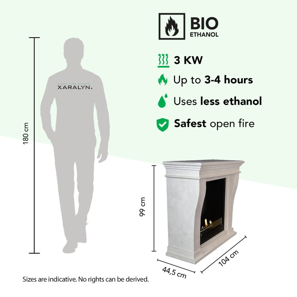 Kreta Mini bio-ethanol haard specificaties