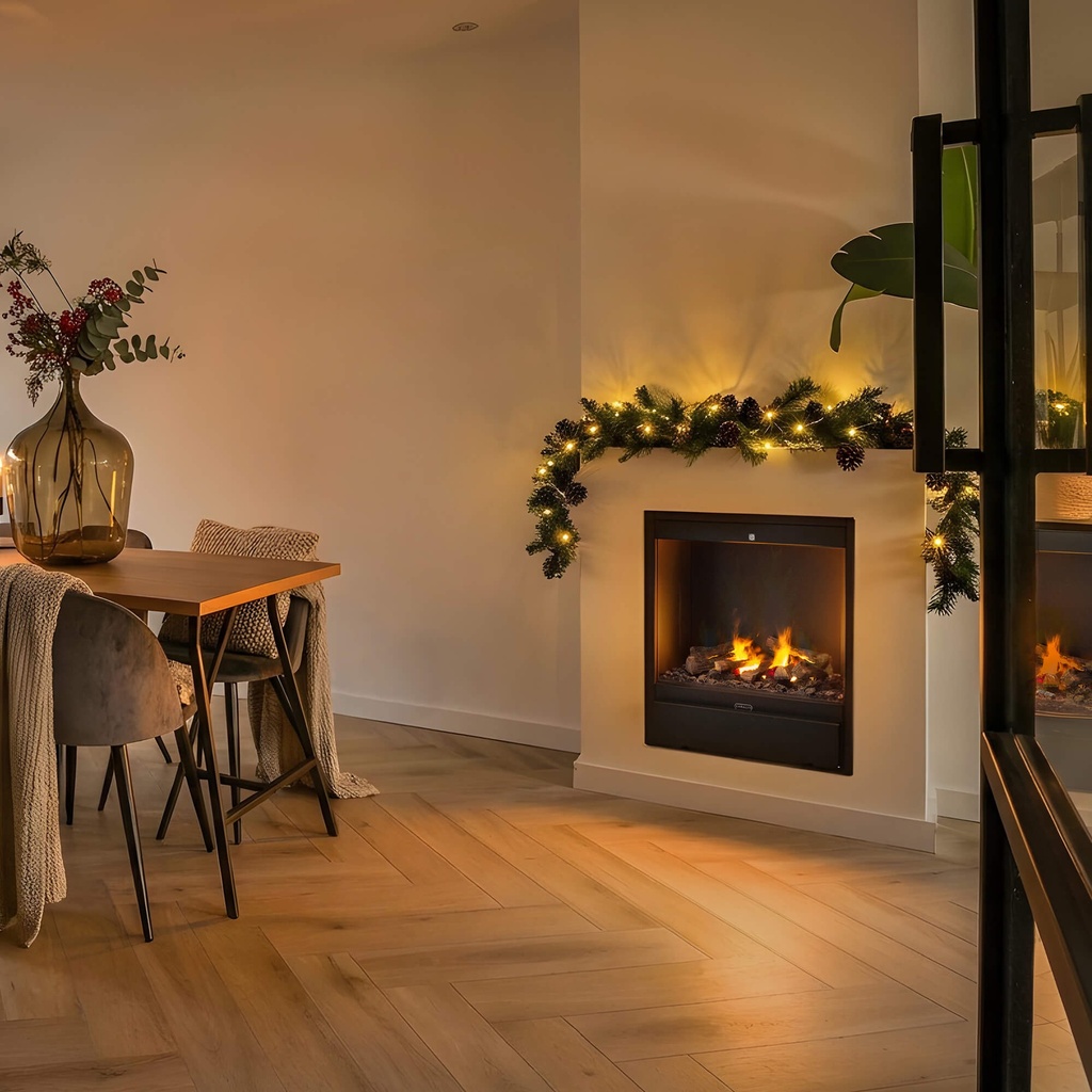 Albany built-in fireplace with water vapour